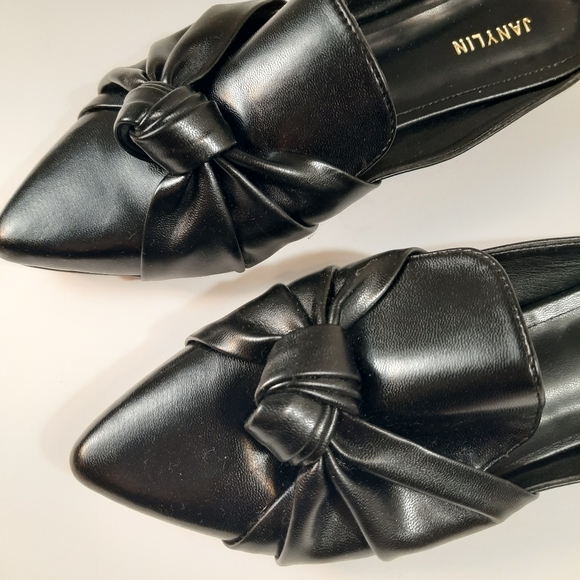 2 for $25 | Black bow slip on shoes - Picture 2 of 8